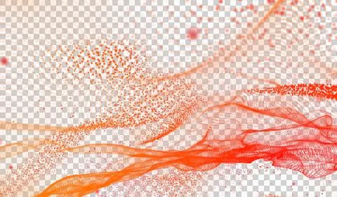 3D abstract digital technology orange light particles wave Stock Illustration