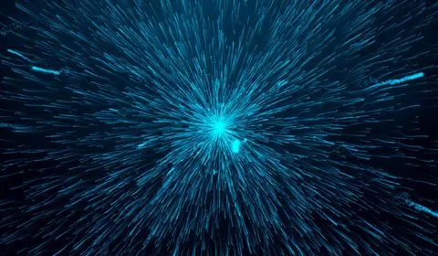 3D abstract digital technology particles fragmentation and mixing of blue o.. Stock Illustration