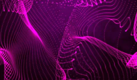 3D abstract digital technology pink light particles on pink background. イラスト素材