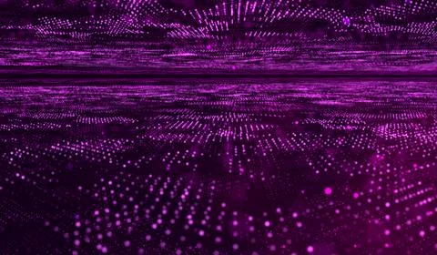 3D abstract digital technology pink particles network on pink background. Stock Illustration