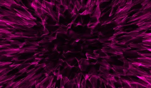3D abstract digital technology pink particles network on black background. 스톡 일러스트