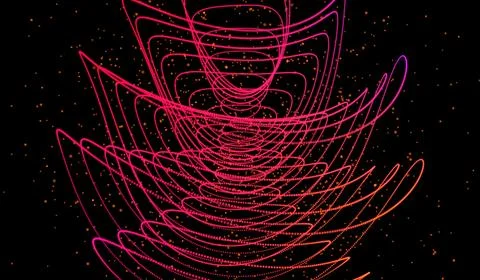 3D abstract digital technology pink light particles network wave on black b.. Stockillustratie