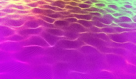 3D abstract digital technology realistic water wave river pink light partic.. Stock Illustration