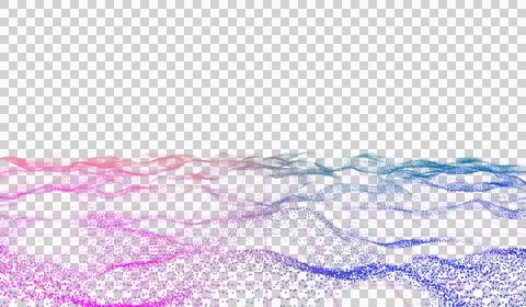 3D abstract digital technology realistic water wave river pink light particles. Stock Illustration