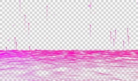 3D abstract digital technology realistic water wave river pink light particles. 스톡 일러스트