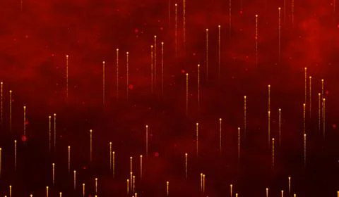 3D abstract digital technology red particles on red background. Illustrazione stock
