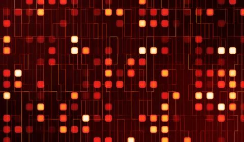 3D abstract digital technology red particles on red background. Illustrazione stock
