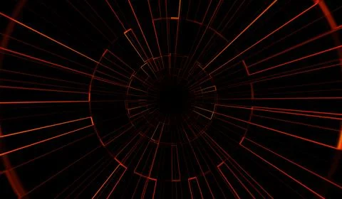 3D abstract digital technology red network on black background. 스톡 일러스트