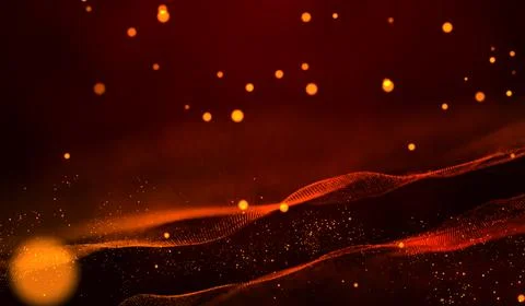 3D abstract digital technology red particles network wave on red background. Stockillustratie