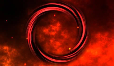 3D abstract digital technology red light sphere on red background. Illustrazione stock