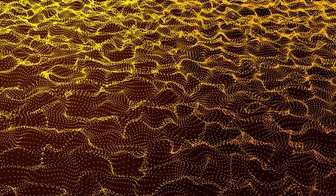 3D abstract digital technology water wave river yellow-orange light particl.. 스톡 일러스트