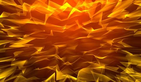 3D abstract digital technology yellow-orange particles network on red backg.. Stockillustratie