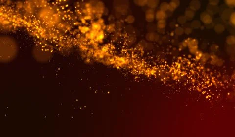 3D abstract digital technology yellow-orange particles network on red backg.. 스톡 일러스트