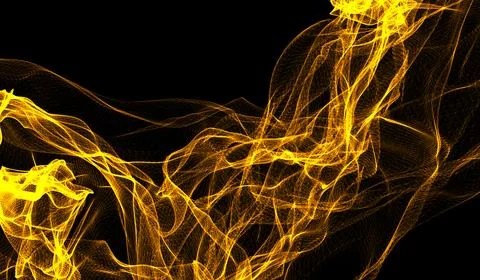 3D abstract digital technology yellow-orange particles network wave  on bla.. Stockillustratie