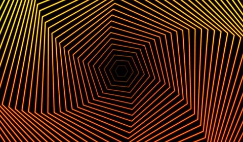 3D abstract digital technology yellow-orange network on black background. Stockillustratie