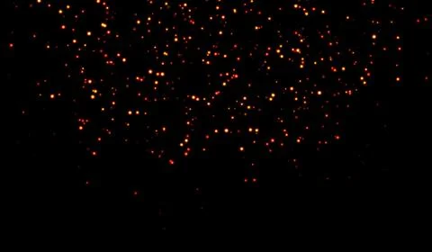 3D abstract digital technology yellow-orange light particles network on bal.. Stockillustratie