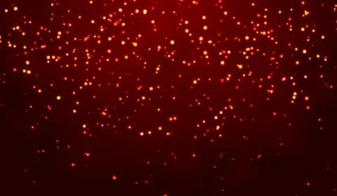 3D abstract digital technology yellow-orange light particles network on red.. Illustrazione stock
