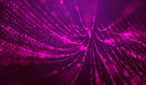 3D abstract DNA digital technology pink light particles on pink background. 스톡 일러스트