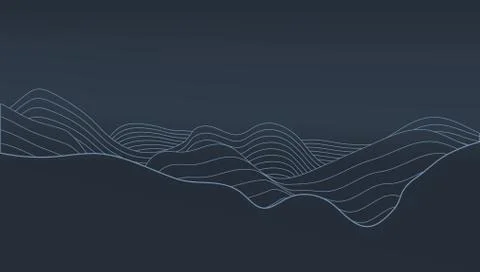 3D Abstract Elevation Contour Topography Line Map Stock Illustration