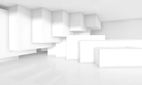 3d abstract empty interior design with cubes Illustrazione stock
