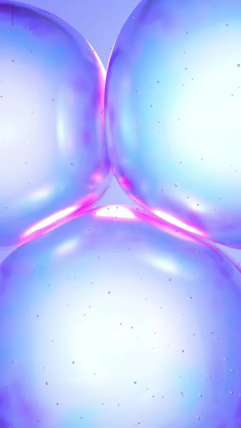 3D Abstract fluid floating bubble shapes moving close towards each other. M.. Stockbeeldmateriaal 317645222