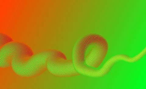 3d abstract fluid shape on an green orange background. Vector illustration Stock Illustration