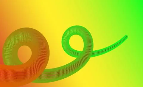 3d abstract fluid shape on an green yellow orange background. Vector illustra Stock Illustration