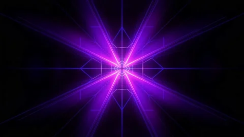 3d abstract fly through geometry tunnel with neon glow sci fi glow pattern Stock Footage 210851764