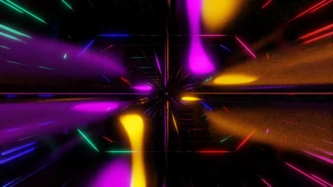 3d abstract fly through geometry tunnel with neon glow sci fi glow pattern Видео 210852081