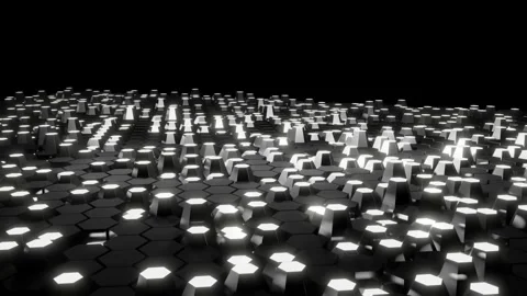 3d abstract futuristic technology cell Polygonal dark surface illuminated mosaic Stock Footage 136345581