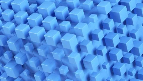 3d abstract geometric background with blue cubes. Stock Illustration