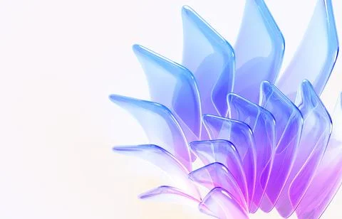 3d abstract geometric background with translucent rainbow glass in shape flower Illustrazione stock