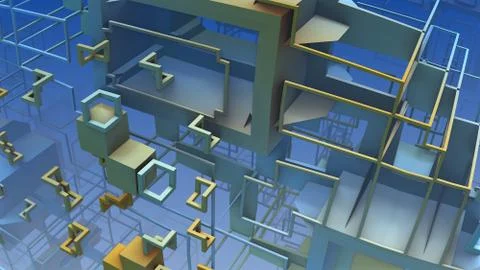 3D Abstract geometric blue background, 3D background 스톡 일러스트