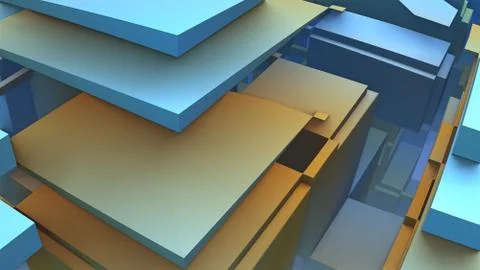 3D Abstract geometric blue background, 3D illustration Stock Illustration