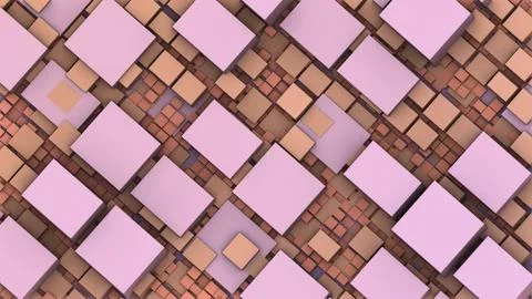 3D Abstract geometric cubes and rectangles, 3D illustration Stock Illustration