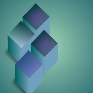 3D Abstract Geometric Cubes on Gradient Background 写真素材