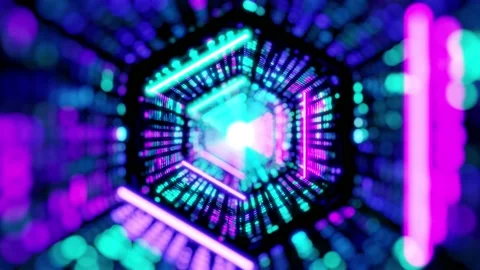 3d abstract geometric endless motion design, loop animation tunnel background 動画素材 136071914