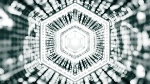 3d abstract geometric endless motion design, loop animation tunnel background 動画素材 136071939