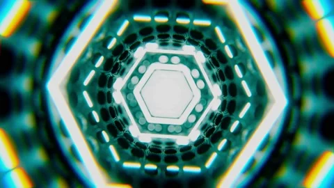 3d abstract geometric endless motion design, loop animation tunnel background Stock Footage 136178948
