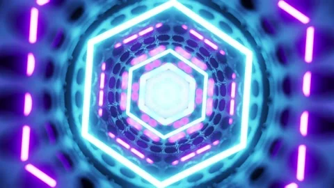 3d abstract geometric endless motion design, loop animation tunnel background Video stock 136178960