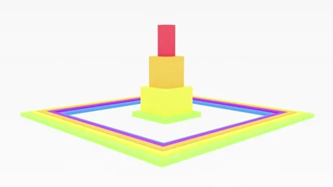 3d abstract geometric endless motion design, loop animation moving rainbow cubes Stock Footage 144944304