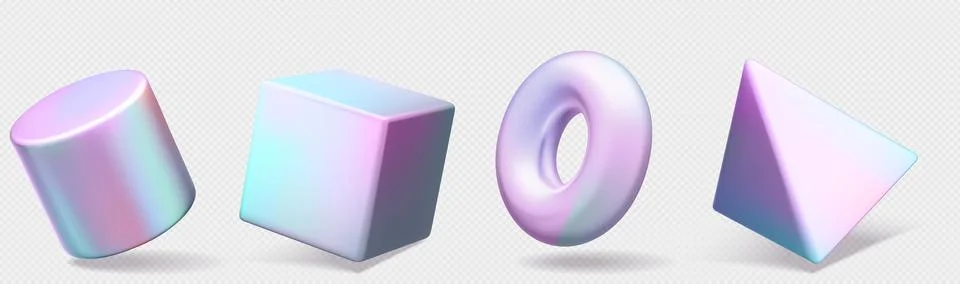 3d abstract geometric hologram shape vector Stock Illustration