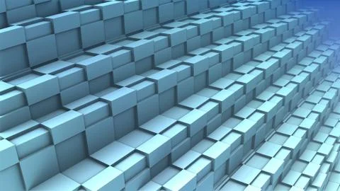 3D Abstract geometric shape from blue cubes, 3D illustration Stock Illustration