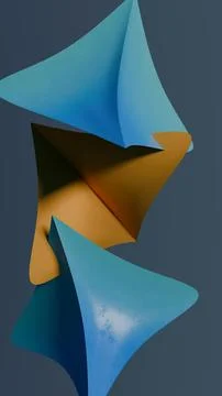 3D Abstract Geometric Shape in Blue and Orange Stock Photos