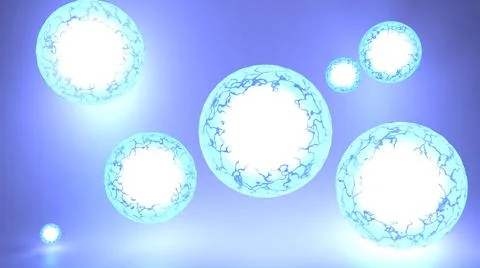 3D Abstract Glowing blue sphere object with blue background, 3D Render Stock Illustration