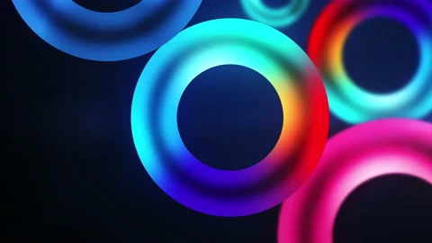 3D Abstract glowing circle torus neon background Stock Footage 208455582
