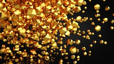 3D Abstract Gold Platonic Composition, Background, Rendering Stock Illustration