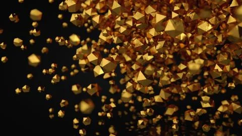 3D Abstract Gold Platonic Composition, Background, Rendering Stock Illustration