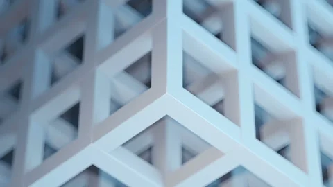 3D abstract gray-blue cubic puzzle background loop Stock Footage 105229368