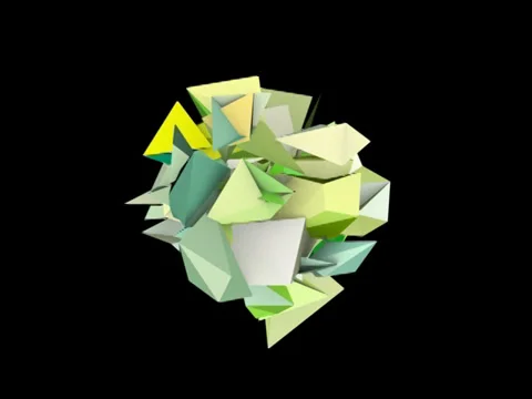 3d abstract green spiked shape on black Stock Footage 35337650